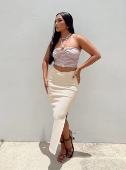 Abigail Midi Skirt Tan