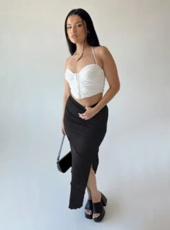 Princess Polly Oscar Split Maxi Skirt Black