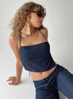 Motel Rosta Top Denim Blue