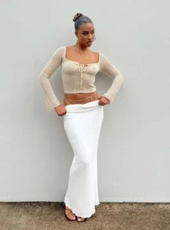 Princess Polly Berkshire Maxi Skirt White