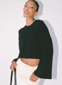 Princess Polly Girl Soldier Cropped Sweater Black