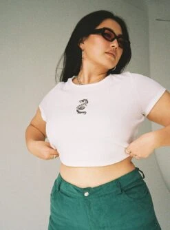 Dragon Crop Top White Curve