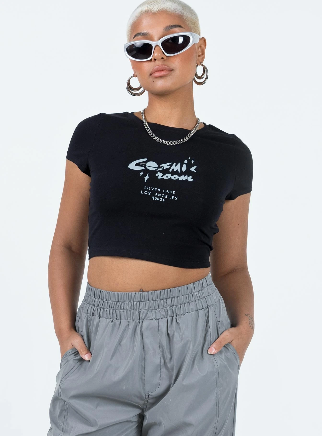 Princess Polly Cosmic Baby Tee Black 1 Princess Polly Cosmic Baby Tee Black