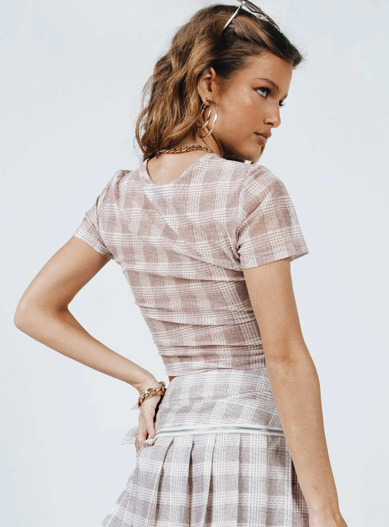 Fantasy Mesh Tee Beige Plaid 4 Fantasy Mesh Tee Beige Plaid - Image 4