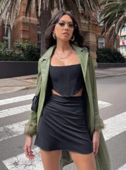 Princess Polly Charlotte Ruched Mini Skirt Black